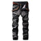 Men's Jeans Washed Vintage Jeans Straight Pants Mid Waist Jeans